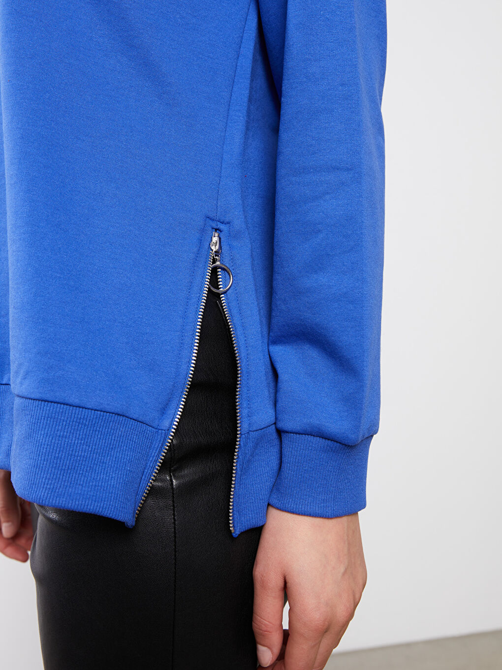 Mavi Bisiklet Yaka Düz Uzun Kollu Kadın Sweatshirt-3