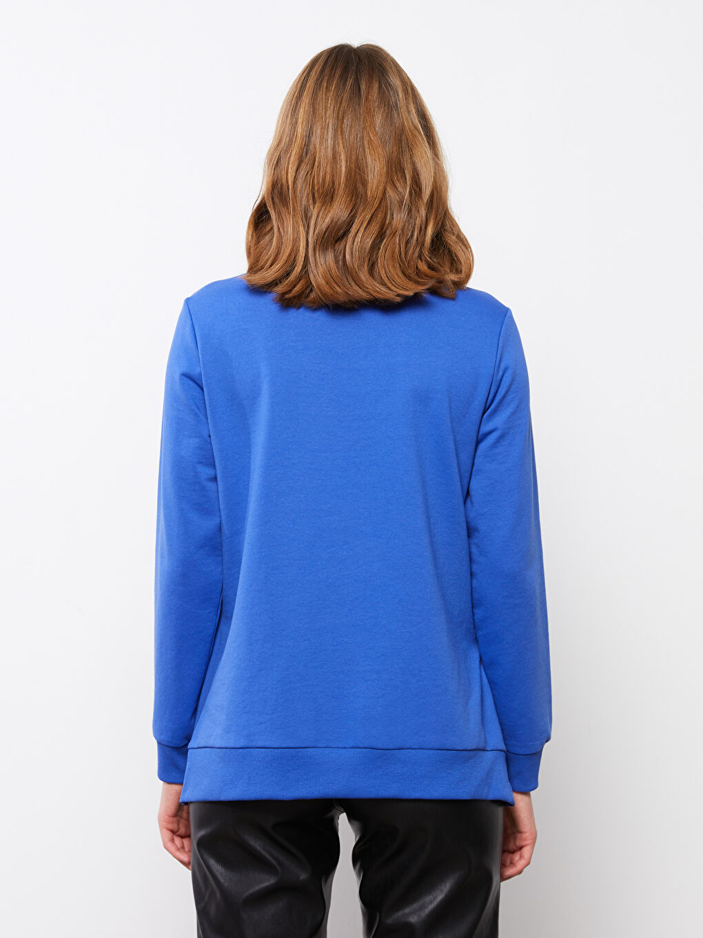 Mavi Bisiklet Yaka Düz Uzun Kollu Kadın Sweatshirt-4