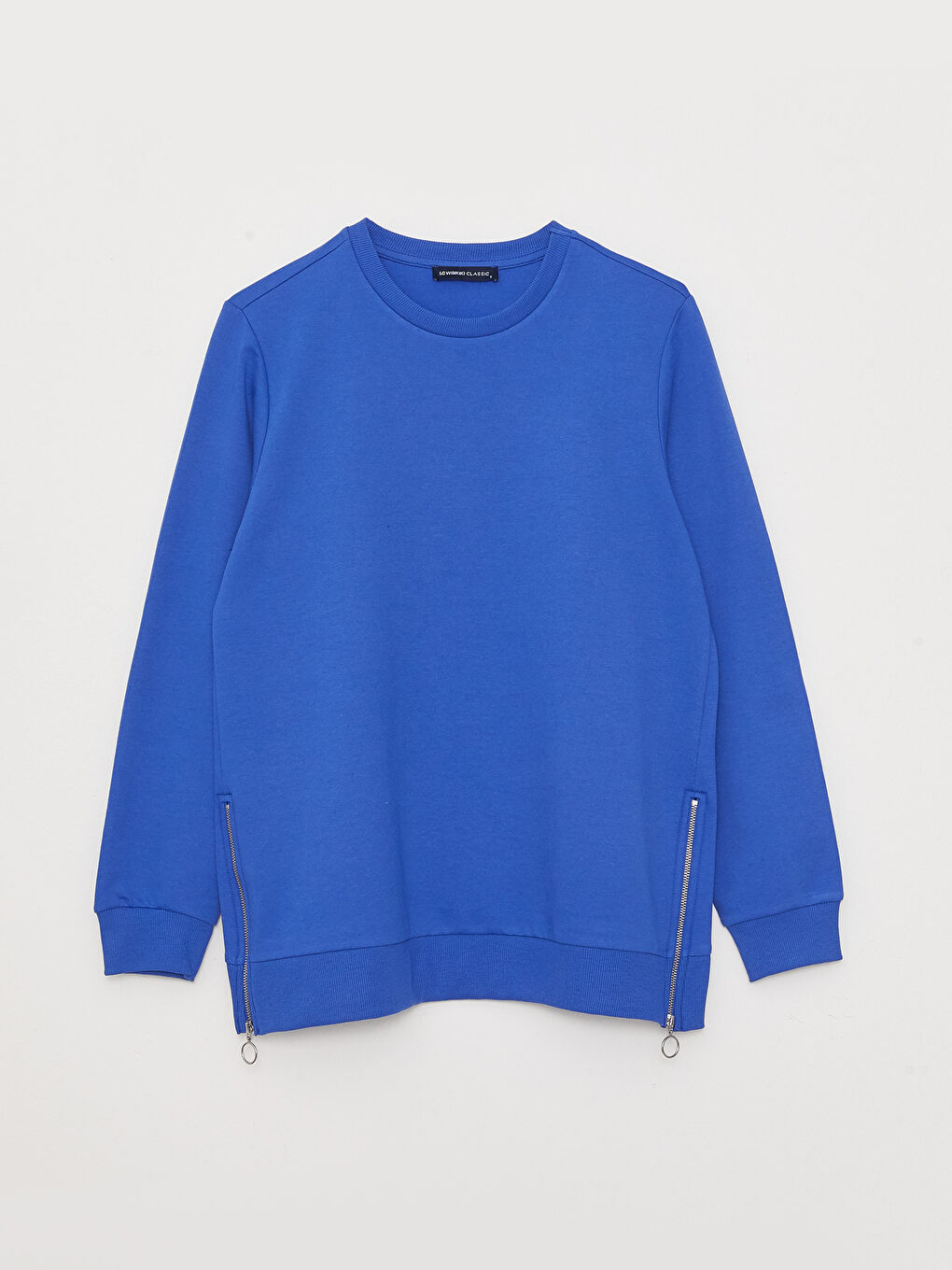 Mavi Bisiklet Yaka Düz Uzun Kollu Kadın Sweatshirt-5