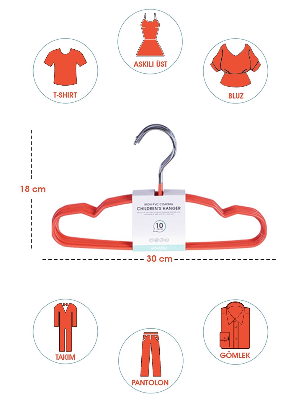 Turuncu Düz Askılık 10'lu-1