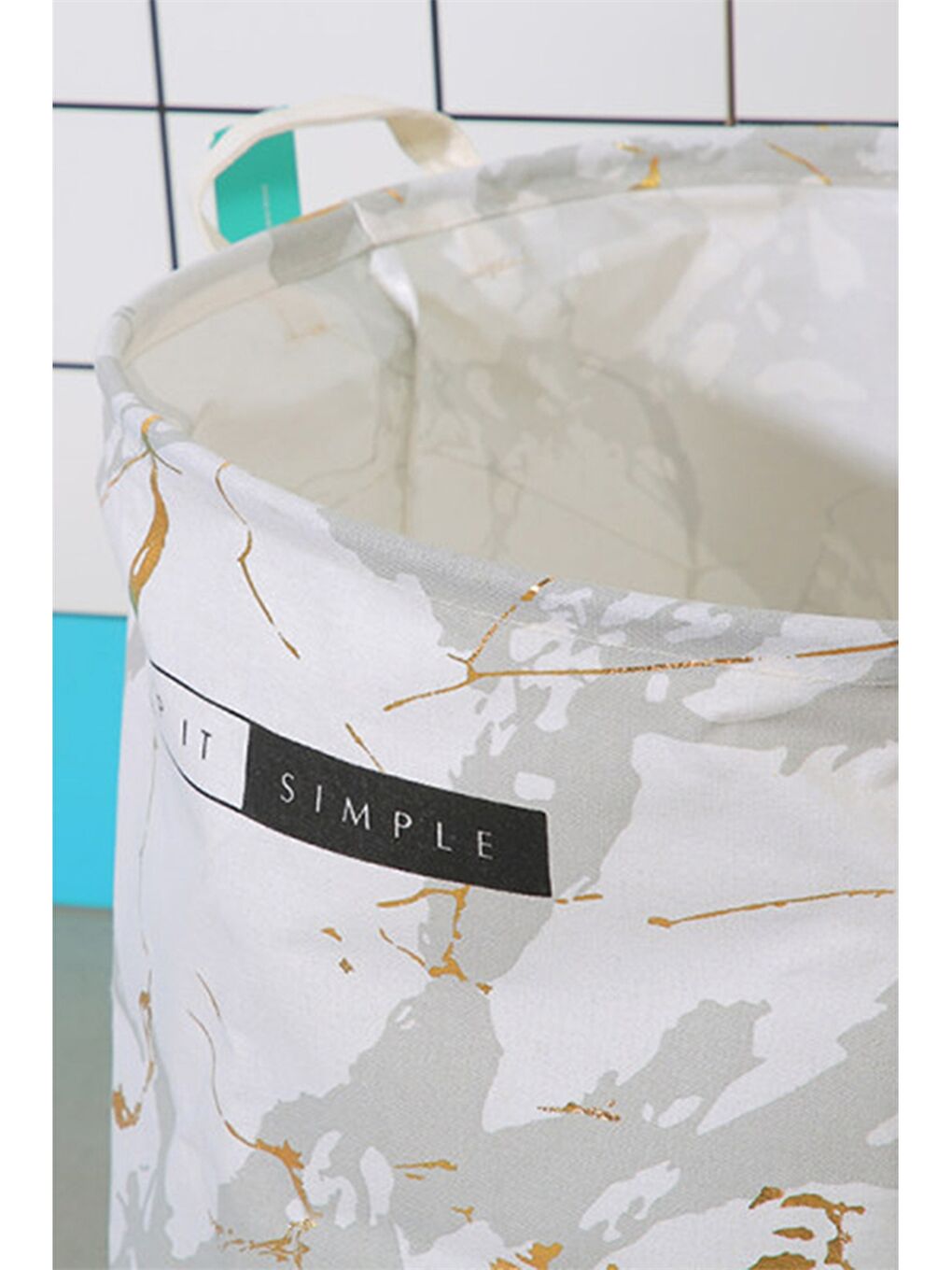 Beyaz Desenli Çamaşır Sepeti-2