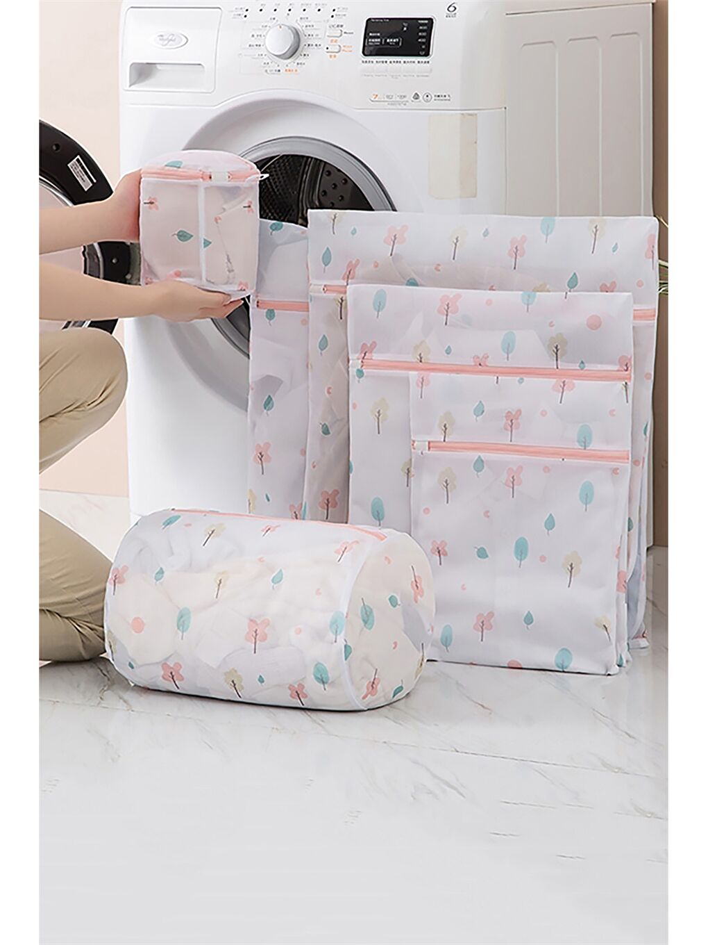 Karışık Desenli Fermuarlı Çamaşır Yıkama Filesi