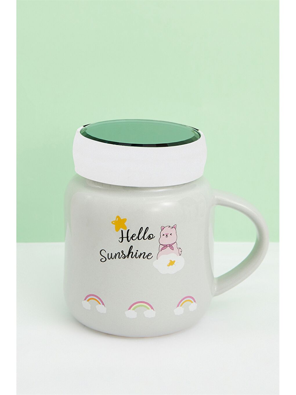 Printed Porcelain Mug with Lid 440 Ml
