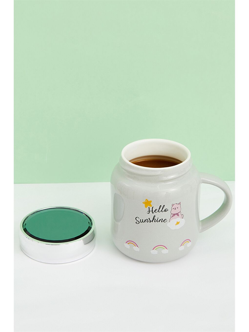 Printed Porcelain Mug with Lid 440 Ml-1