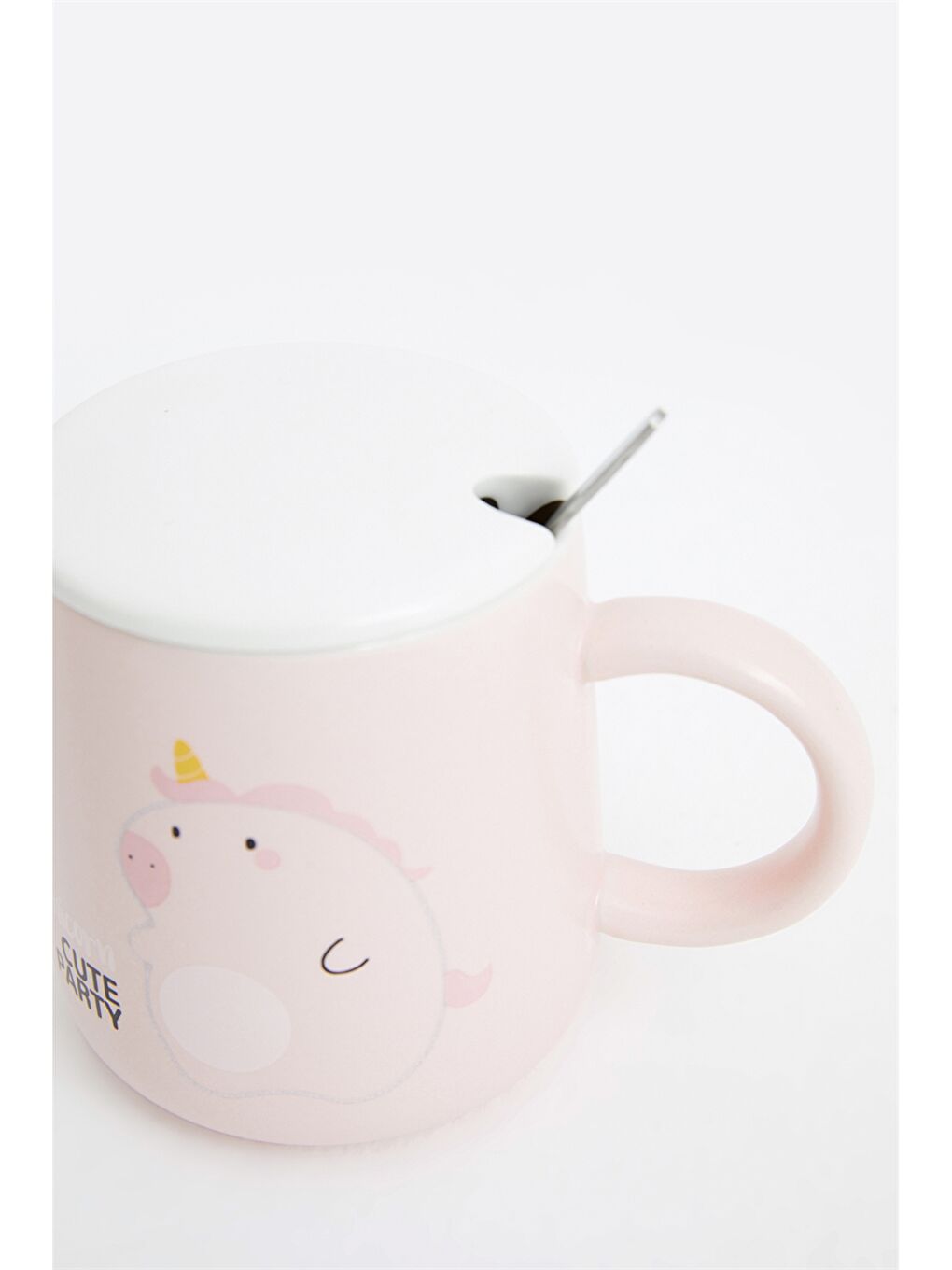 Pembe Kapaklı Baskılı Porselen Kupa 440 ml-3