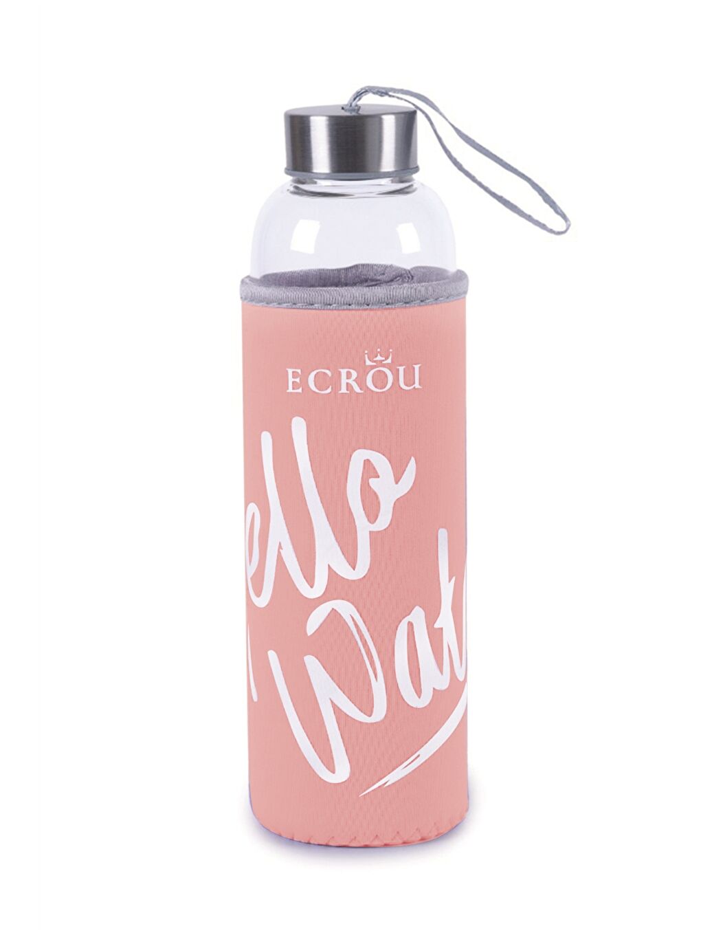 Pembe Baskılı Kılıflı Cam Matara 500 ml