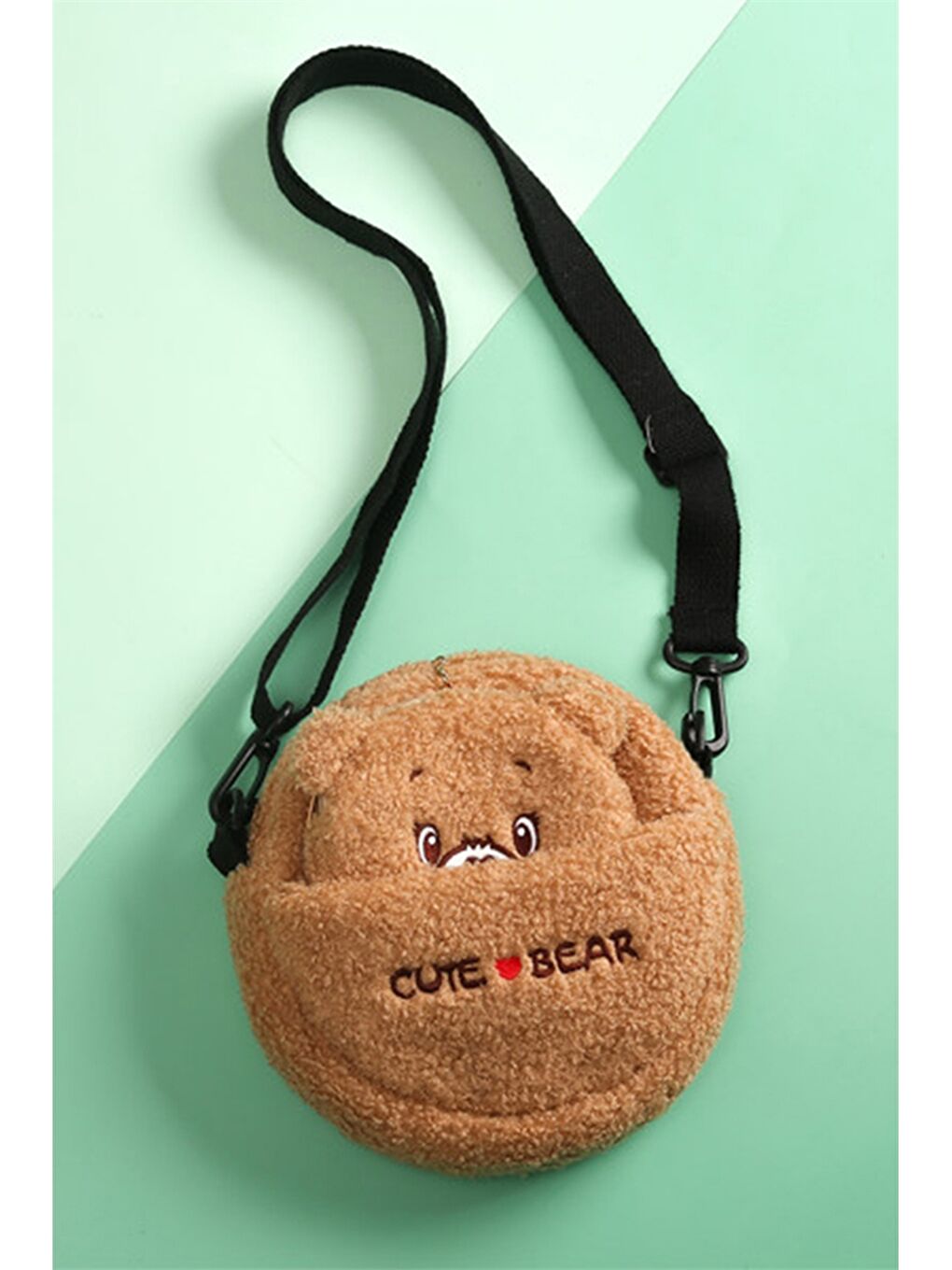 Kahverengi Kadife Mini Cüzdanlı Çapraz Çanta