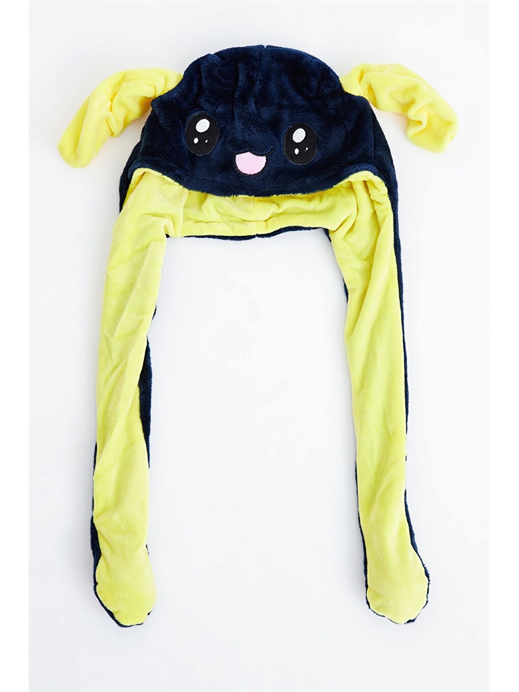 Lacivert Hareketli Kulak Aplikeli Kadın Şapka-3