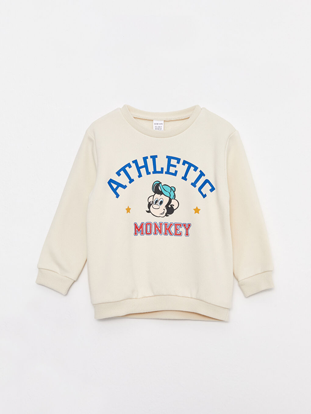 Crew Neck Long Sleeve Nostalgic Monkey Printed Baby Boys' Sweatshirt-3