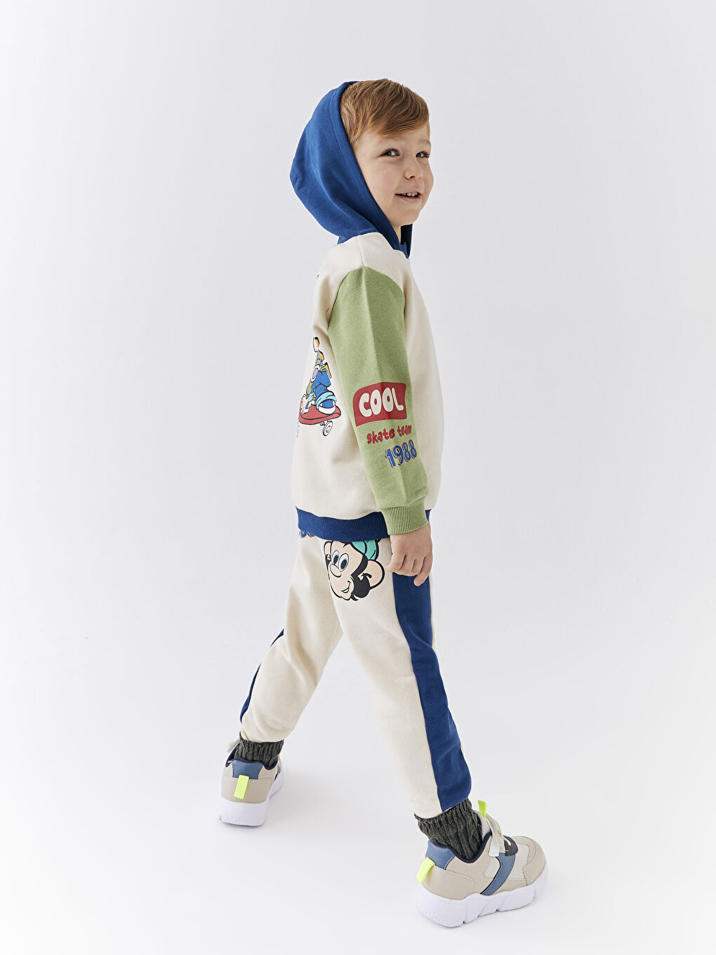 Hooded Long Sleeve Nostalgic Monkey Printed Baby Boy Sweatshirt-4