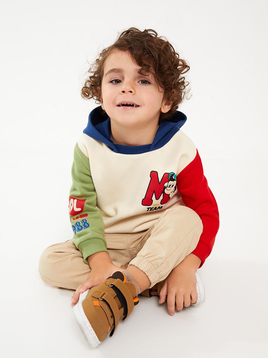 Hooded Long Sleeve Nostalgic Monkey Printed Baby Boy Sweatshirt-2