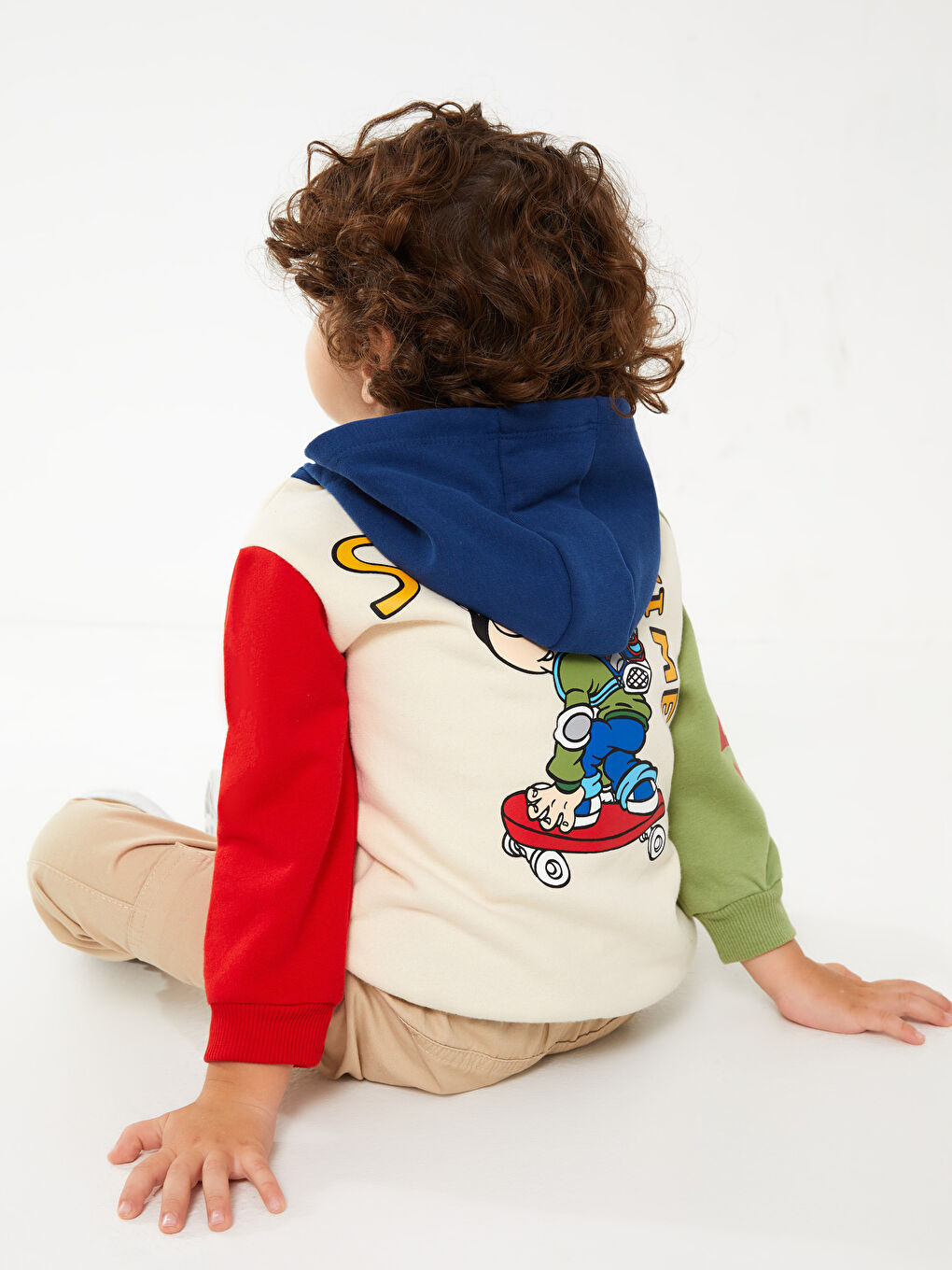 Hooded Long Sleeve Nostalgic Monkey Printed Baby Boy Sweatshirt-6