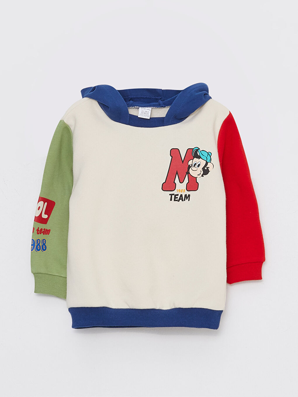 Hooded Long Sleeve Nostalgic Monkey Printed Baby Boy Sweatshirt-8