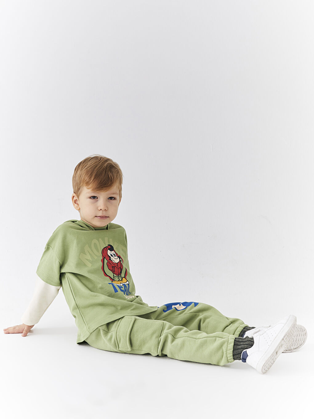 Elasticated Waist Nostalgic Monkey Printed Baby Boys' Sweatpants-2