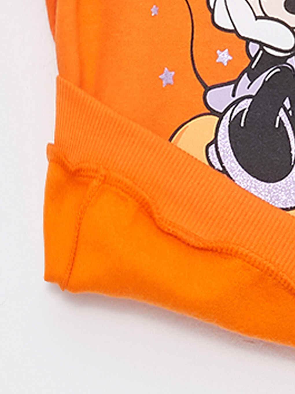 Turuncu Bisiklet Yaka Uzun Kollu Minnie Mouse Baskılı Kız Bebek Sweatshirt-2