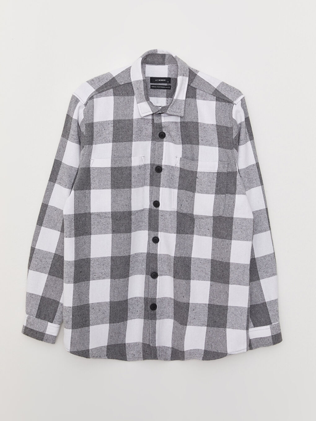 Gri Regular Fit Uzun Kollu Ekose Erkek Oduncu Gömlek-5