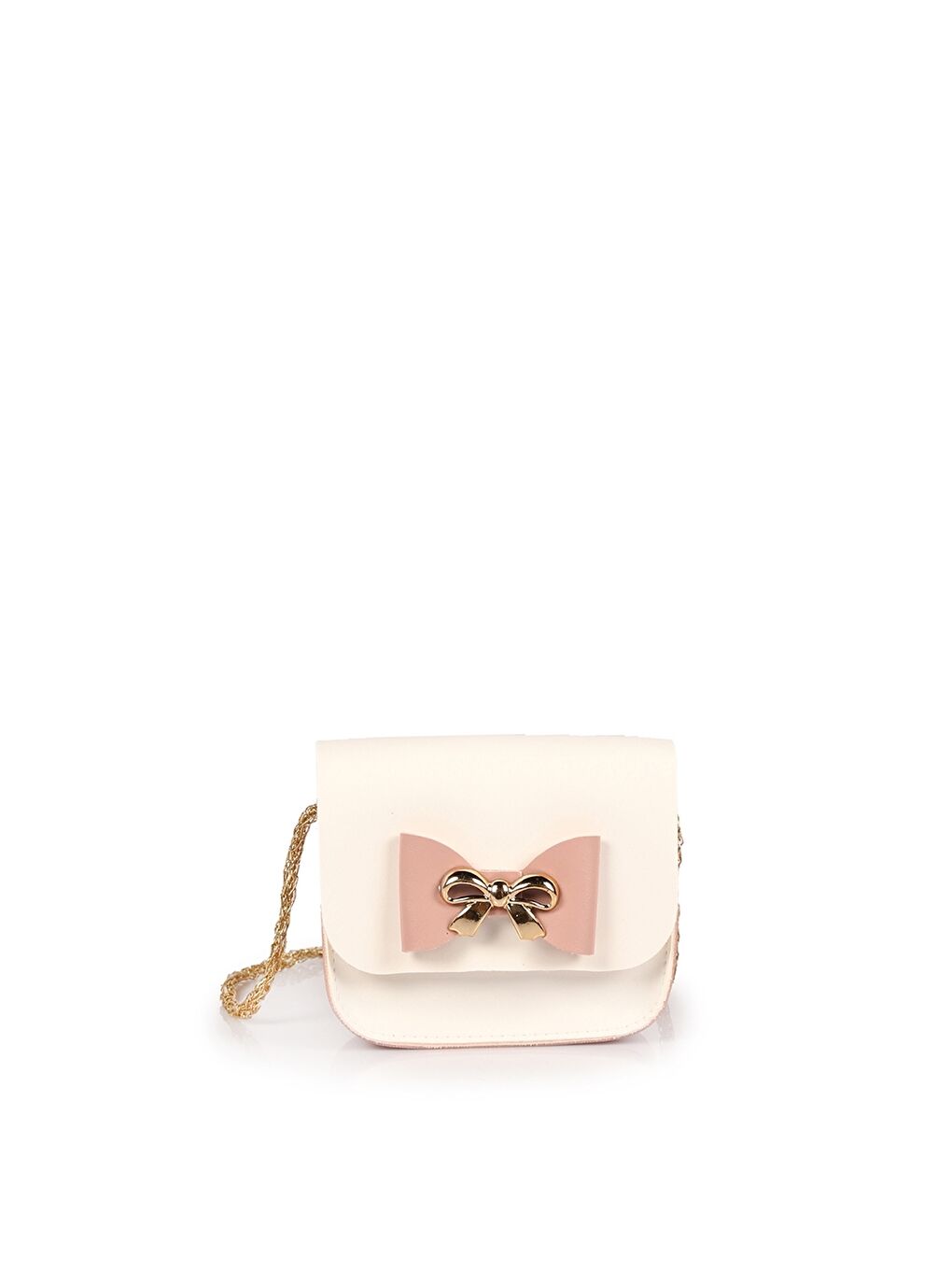 Beyaz Fiyonk Detaylı Kız Çocuk Omuz Çantası-4