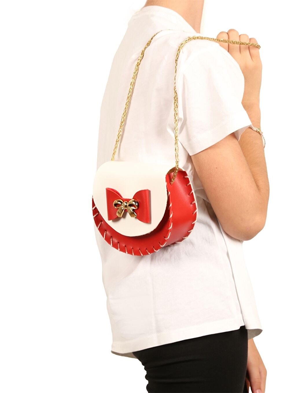 Kırmızı Fiyonk Detaylı Kız Çocuk Omuz Çantası-2