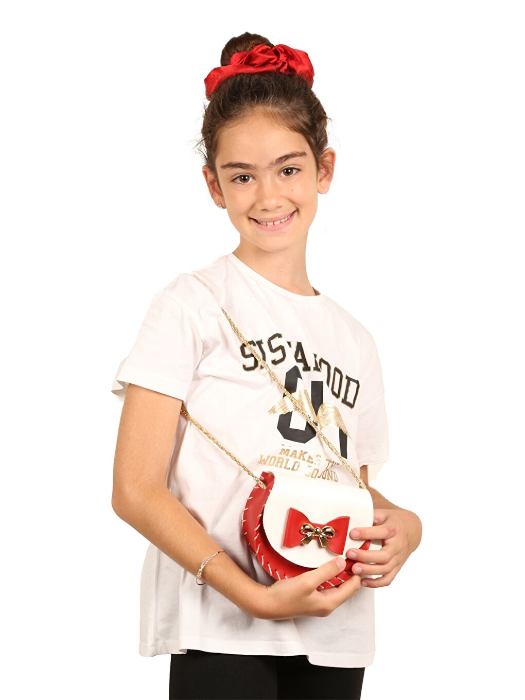 Kırmızı Fiyonk Detaylı Kız Çocuk Omuz Çantası-3