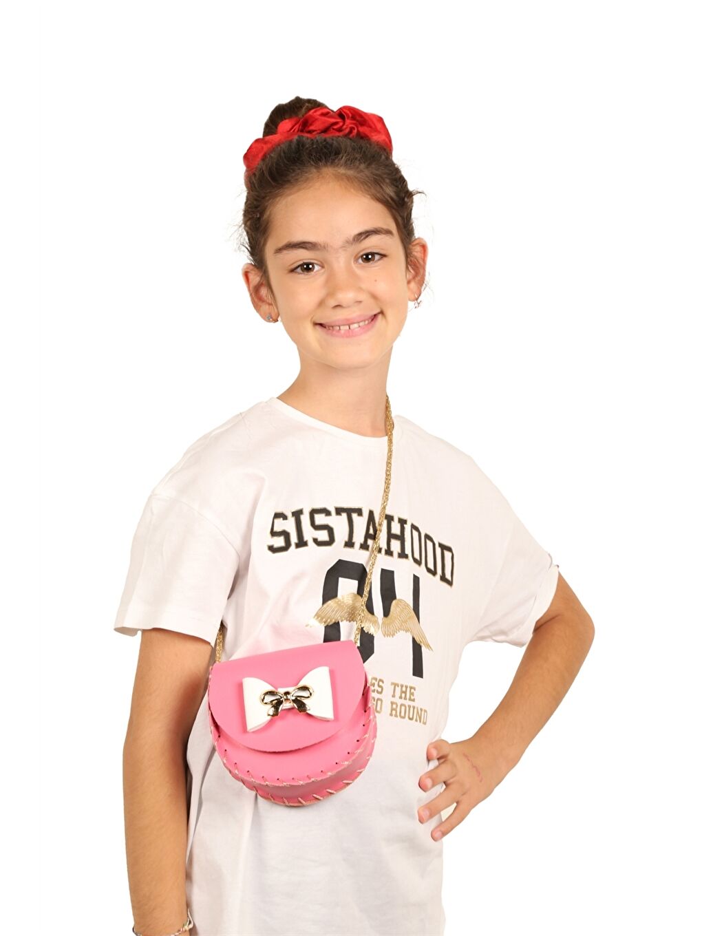 Fuşya Fiyonk Detaylı Kız Çocuk Omuz Çantası-1