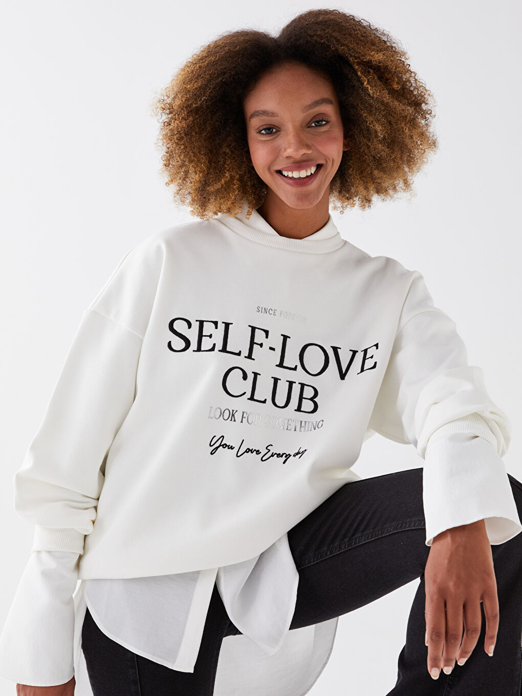 LCW Vision Crew Neck Printed Long Sleeve Women's Sweatshirt -W2IO54Z8-R9J