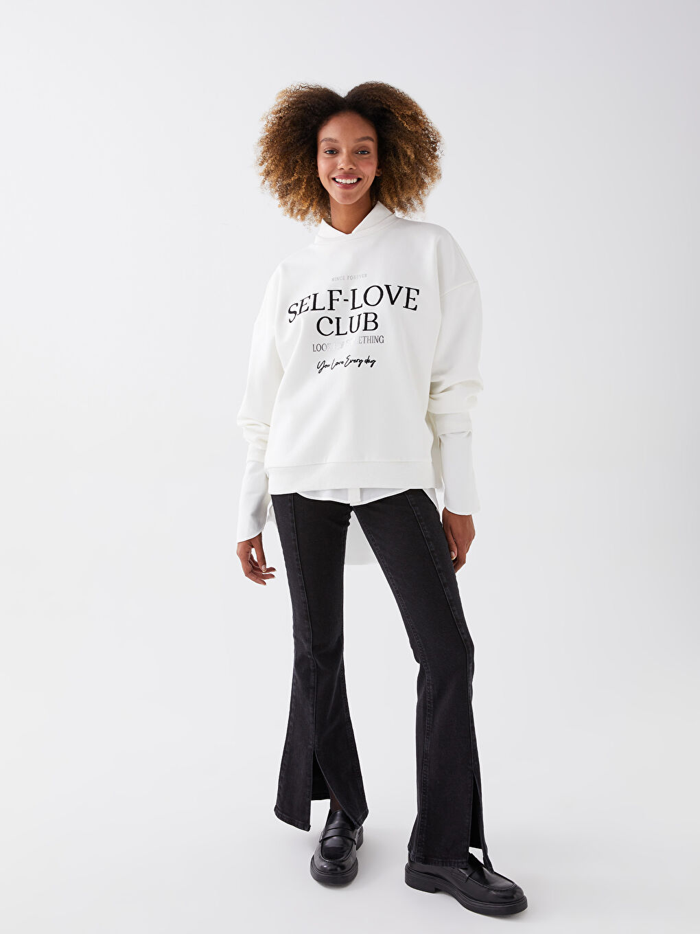 LCW Vision Crew Neck Printed Long Sleeve Women's Sweatshirt -W2IO54Z8-R9J