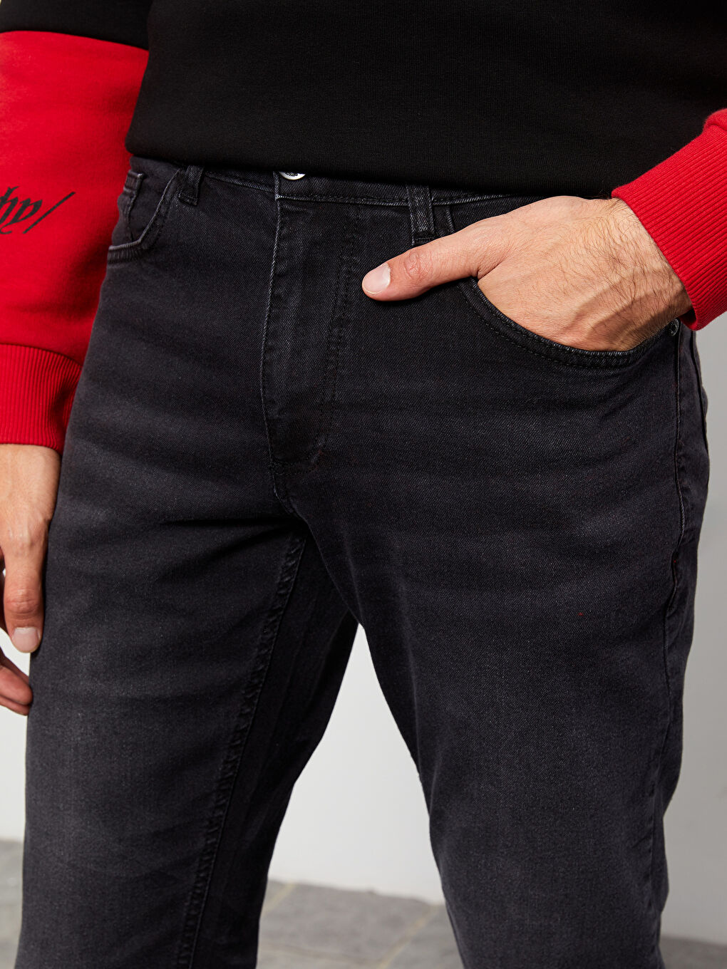 Siyah Regular Fit Erkek Jean Pantolon-4