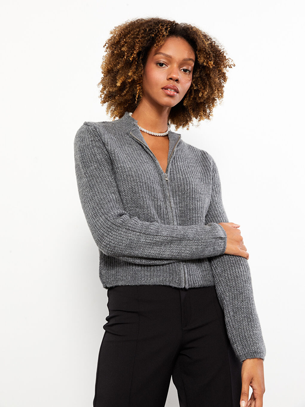 LCW ECO Trichterkragen Schlicht Langarm Strickjacke für Damen -W2IO70Z8-L8N