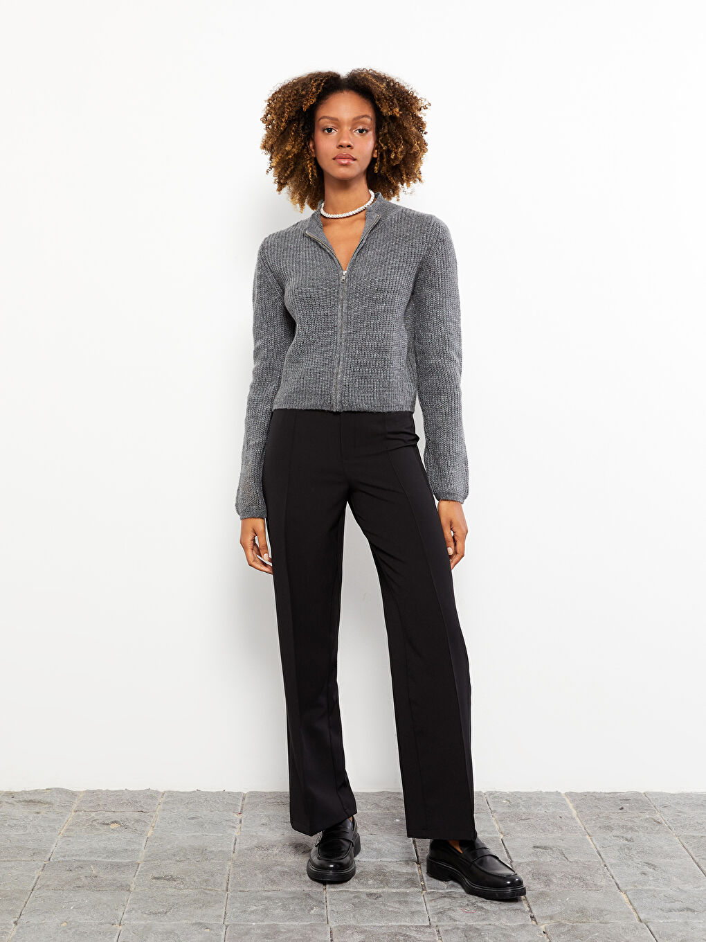 LCW ECO Trichterkragen Schlicht Langarm Strickjacke für Damen -W2IO70Z8-L8N