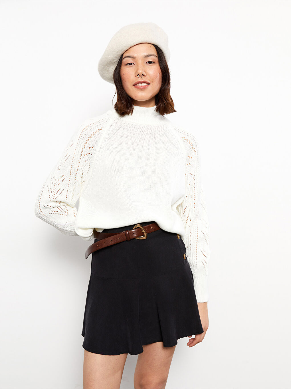 LCW ECO Trichterkragen Gemusterter Strickpullover für Damen -W2IO87Z8-FDU