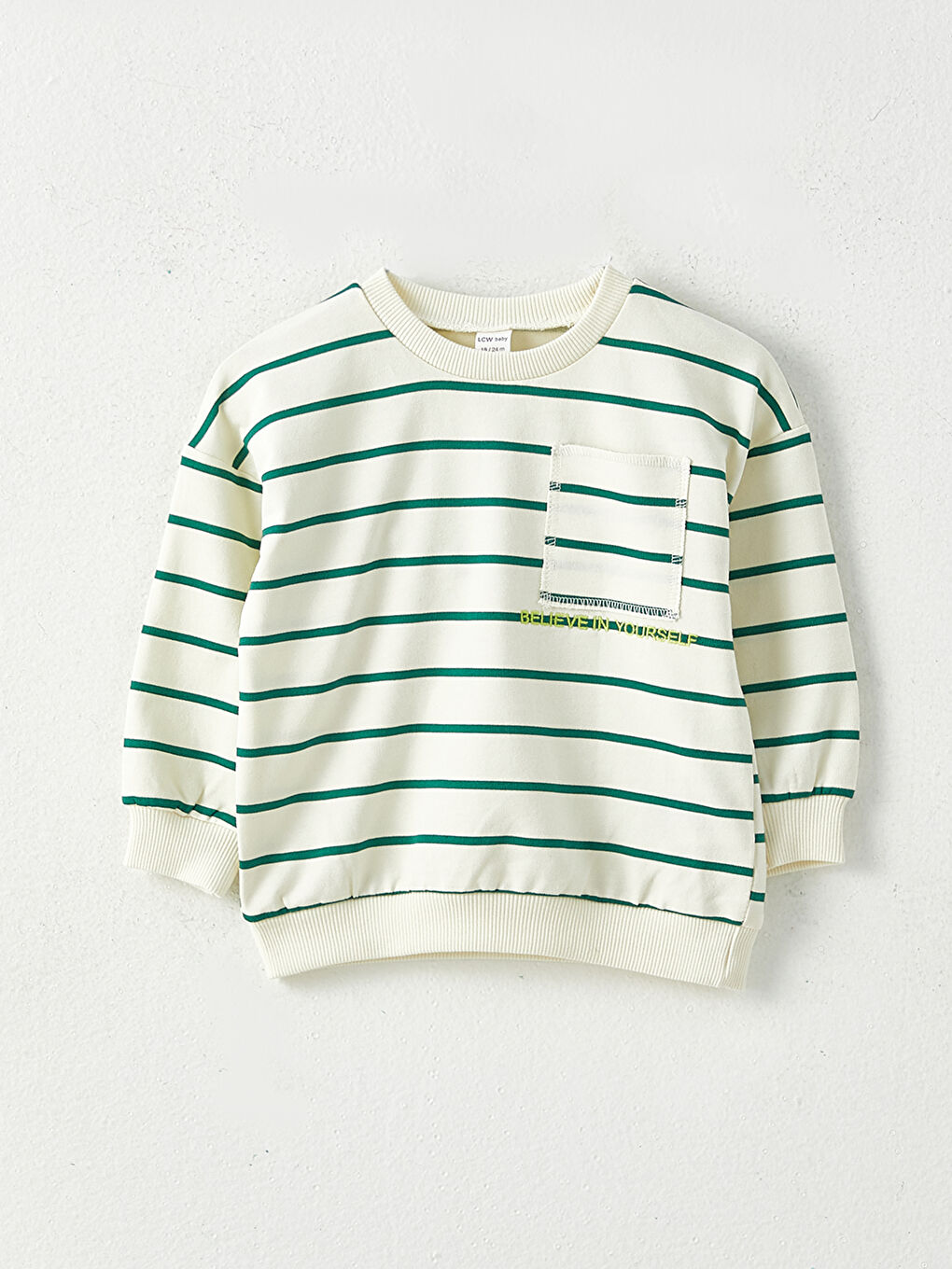 Crew Neck Long Sleeve Striped Baby Boys' Sweatshirt-3