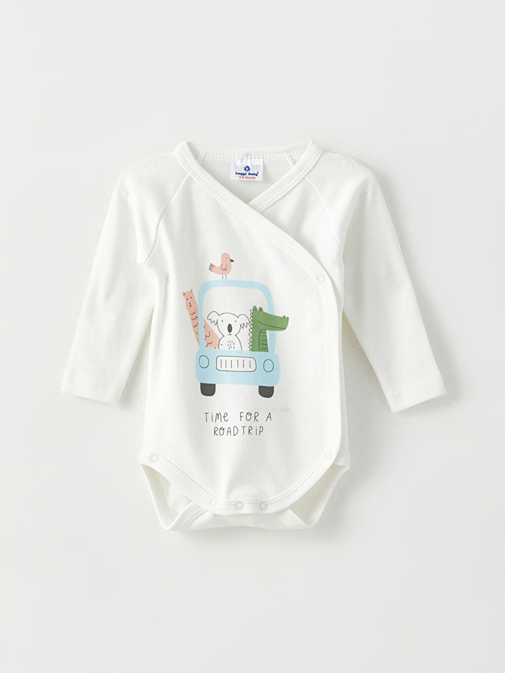 Ekru Baskılı Uzun Kollu Erkek Bebek 2'li Takım-1