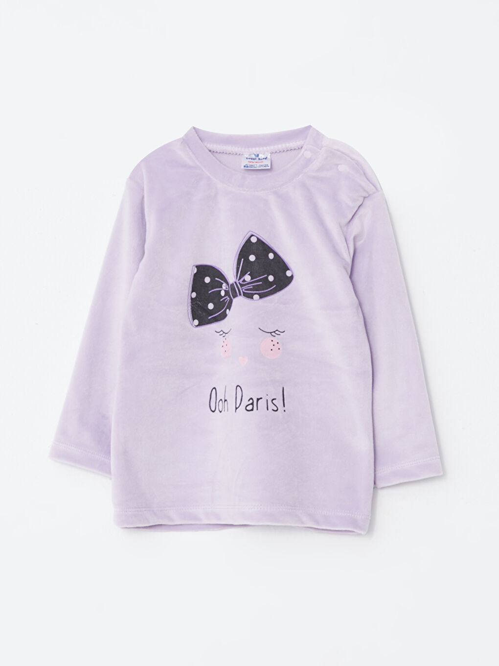 Lila Bisiklet Yaka Uzun Kollu Baskılı Kız Bebek 2'li Takım-1