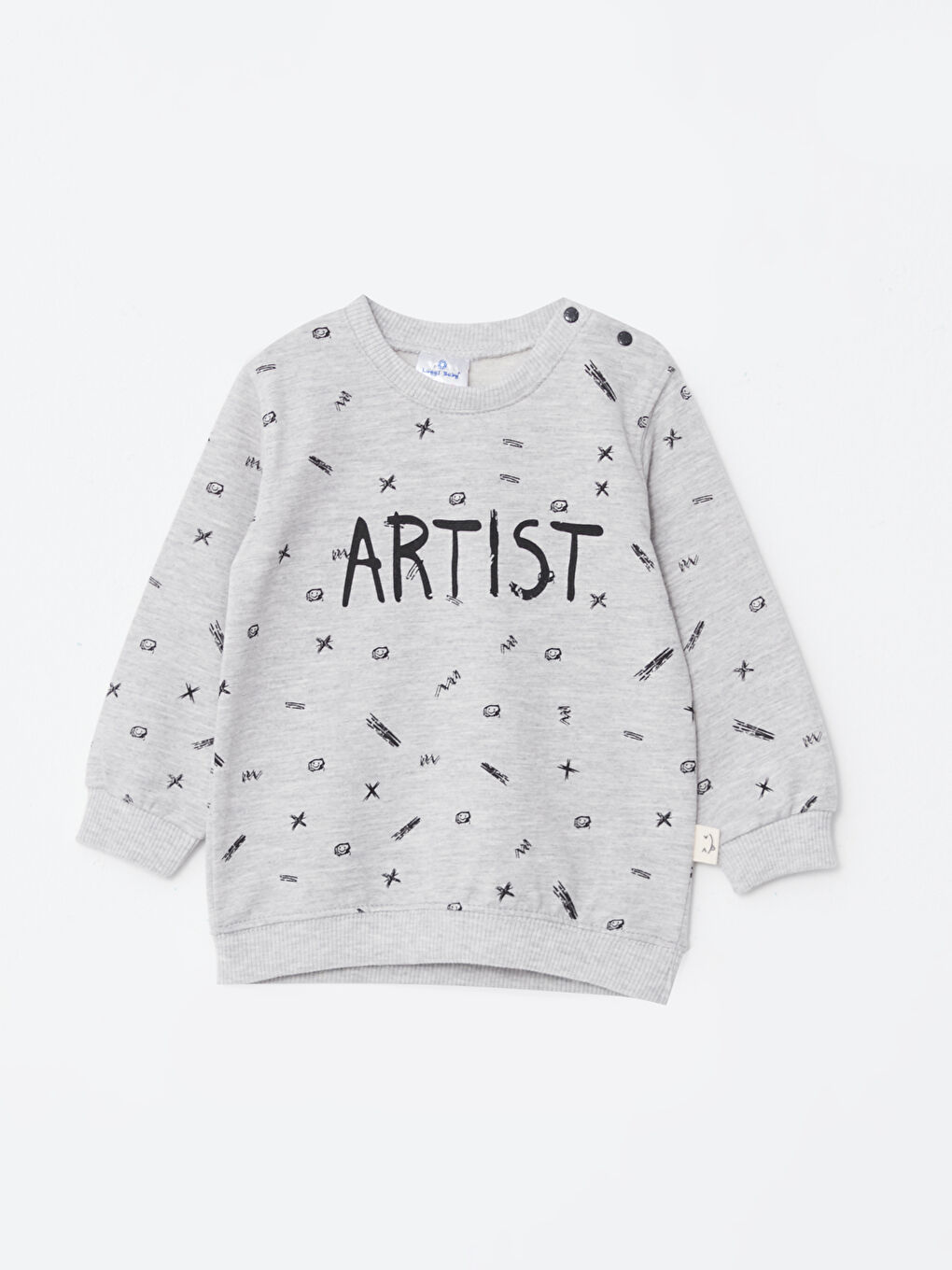 Gri Bisiklet Yaka Uzun Kollu Erkek Bebek 2'li Takım-1