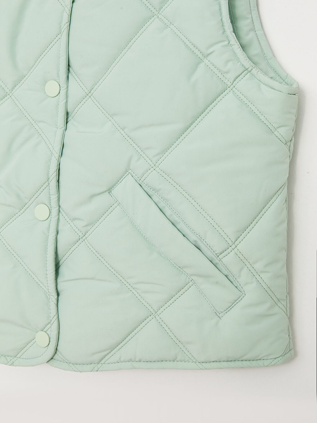 Yeşil Bisiklet Yaka Kapitone Kadın Yelek-9