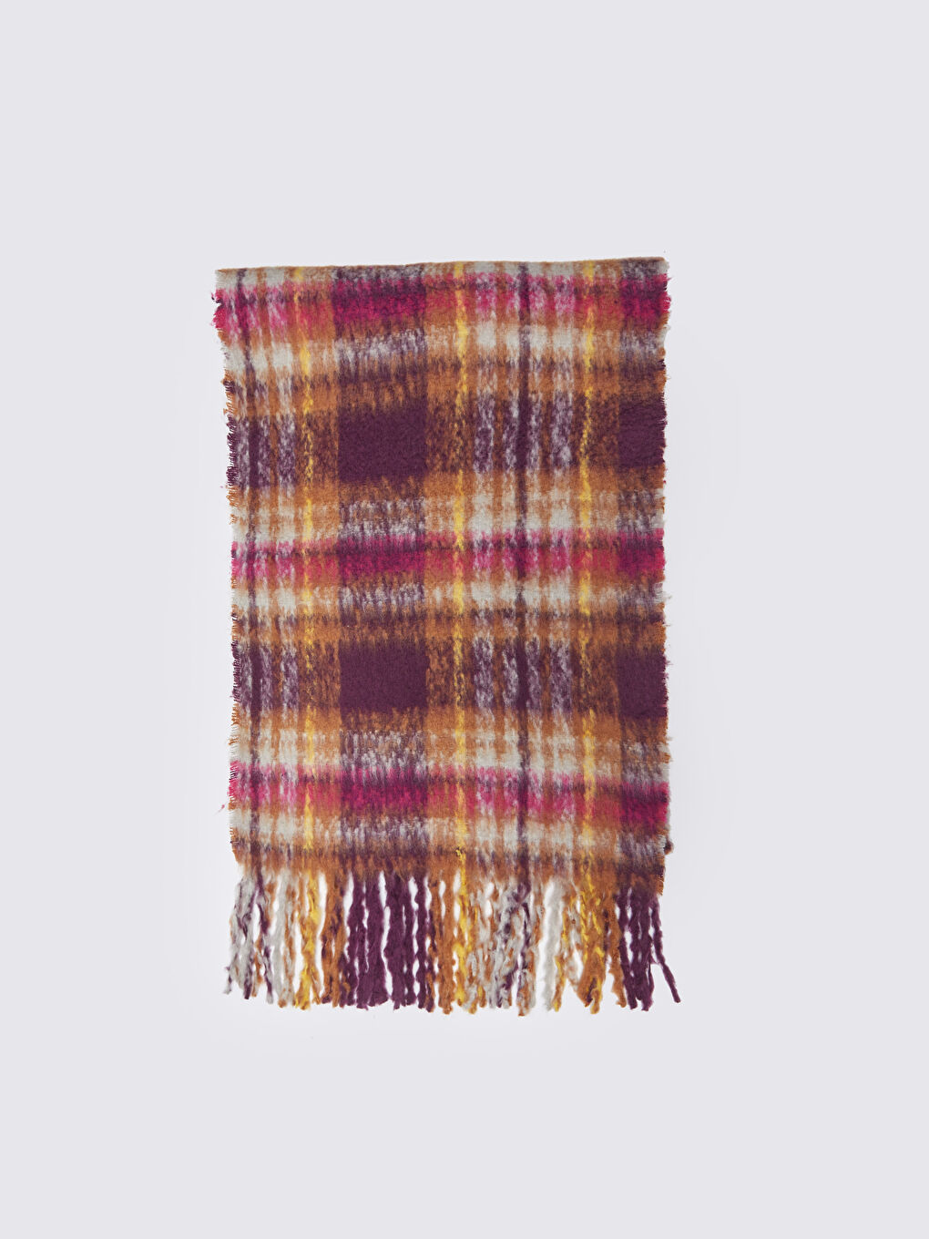 Mor Ekose Saçaklı Kadın Atkı-3