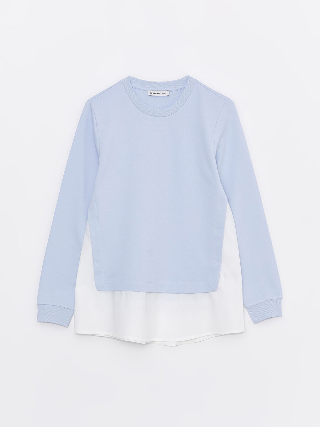 Mavi Bisiklet Yaka Düz Uzun Kollu Kadın Sweatshirt-5