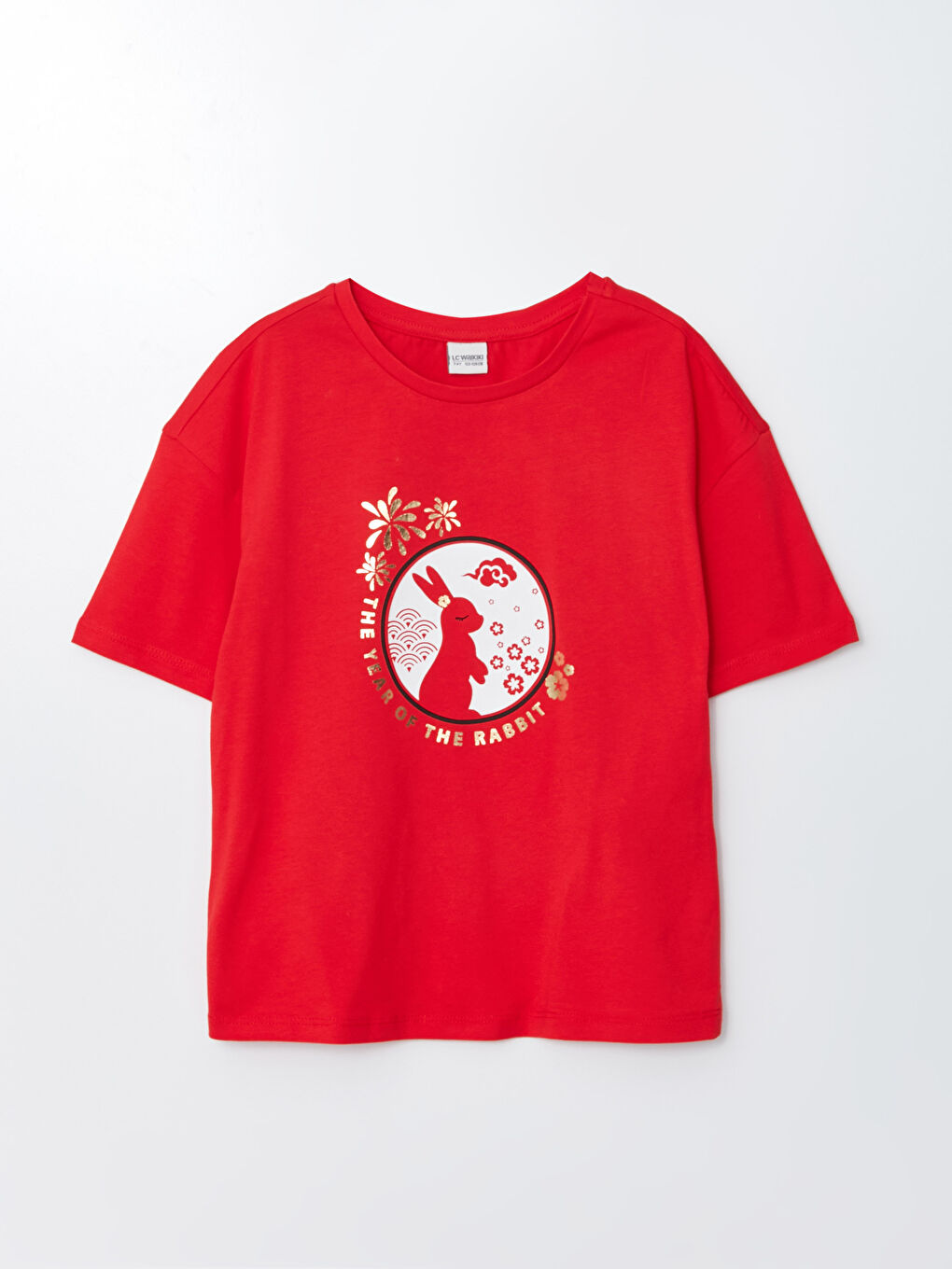 Crew Neck Printed Short Sleeve Cotton Girl T-shirt