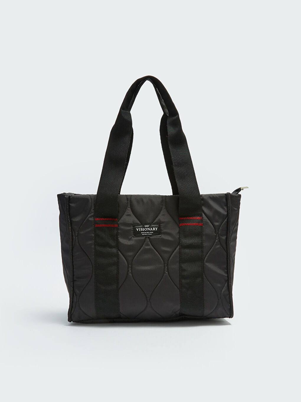 Siyah Paraşüt Kumaş Nakışlı Kadın Kol Çantası-3