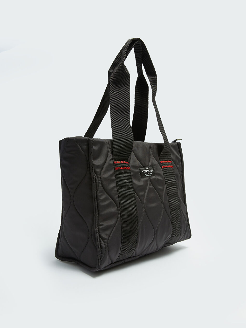 Siyah Paraşüt Kumaş Nakışlı Kadın Kol Çantası-4