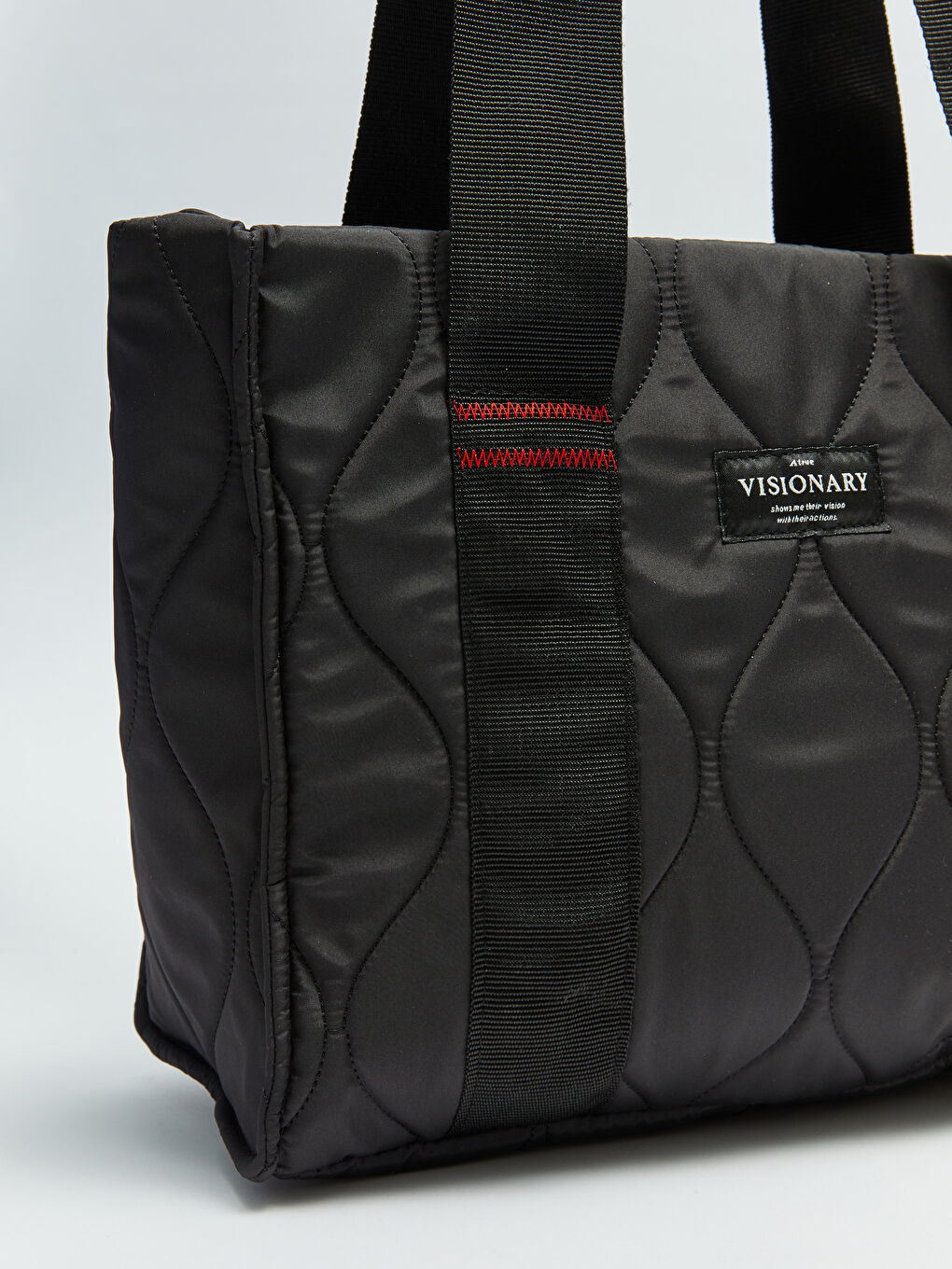 Siyah Paraşüt Kumaş Nakışlı Kadın Kol Çantası-6