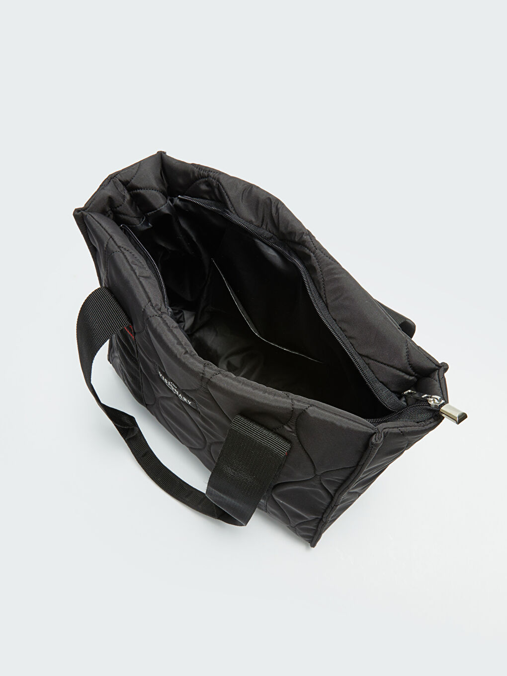 Siyah Paraşüt Kumaş Nakışlı Kadın Kol Çantası-7