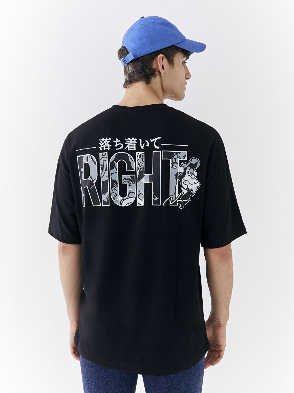 Siyah Bisiklet Yaka Kısa Kollu Nostaljik Maymun Baskılı Penye Erkek Tişört-12