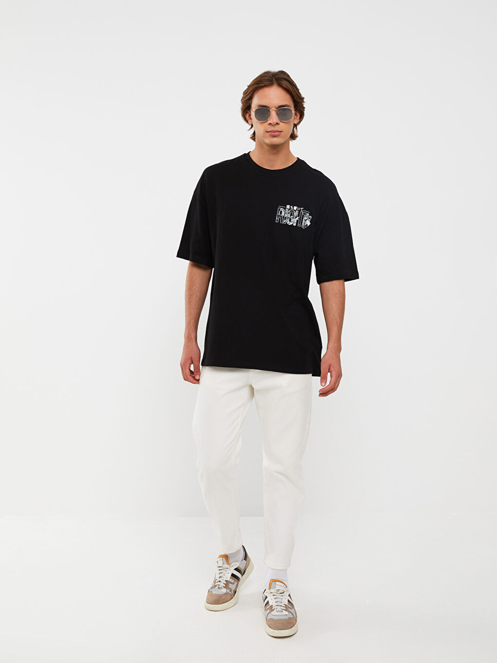 Siyah Bisiklet Yaka Kısa Kollu Nostaljik Maymun Baskılı Penye Erkek Tişört-5