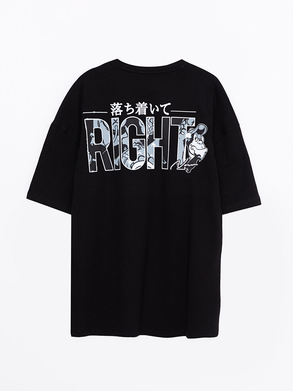 Siyah Bisiklet Yaka Kısa Kollu Nostaljik Maymun Baskılı Penye Erkek Tişört-14