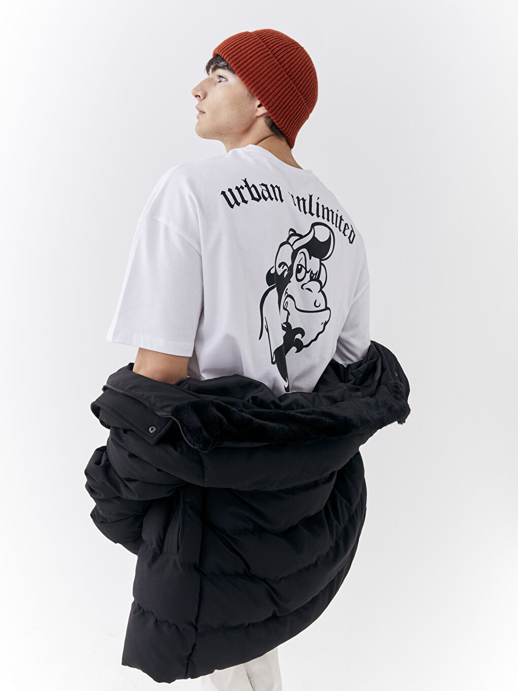 XSIDE T-shirt en Jersey à Manches Courtes Col Rond Imprimé Singe Nostalgique pour Hommes-4