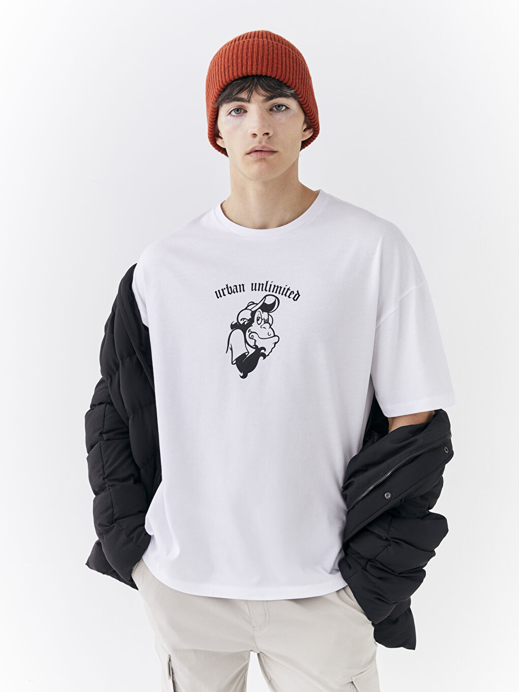 XSIDE T-shirt en Jersey à Manches Courtes Col Rond Imprimé Singe Nostalgique pour Hommes-6