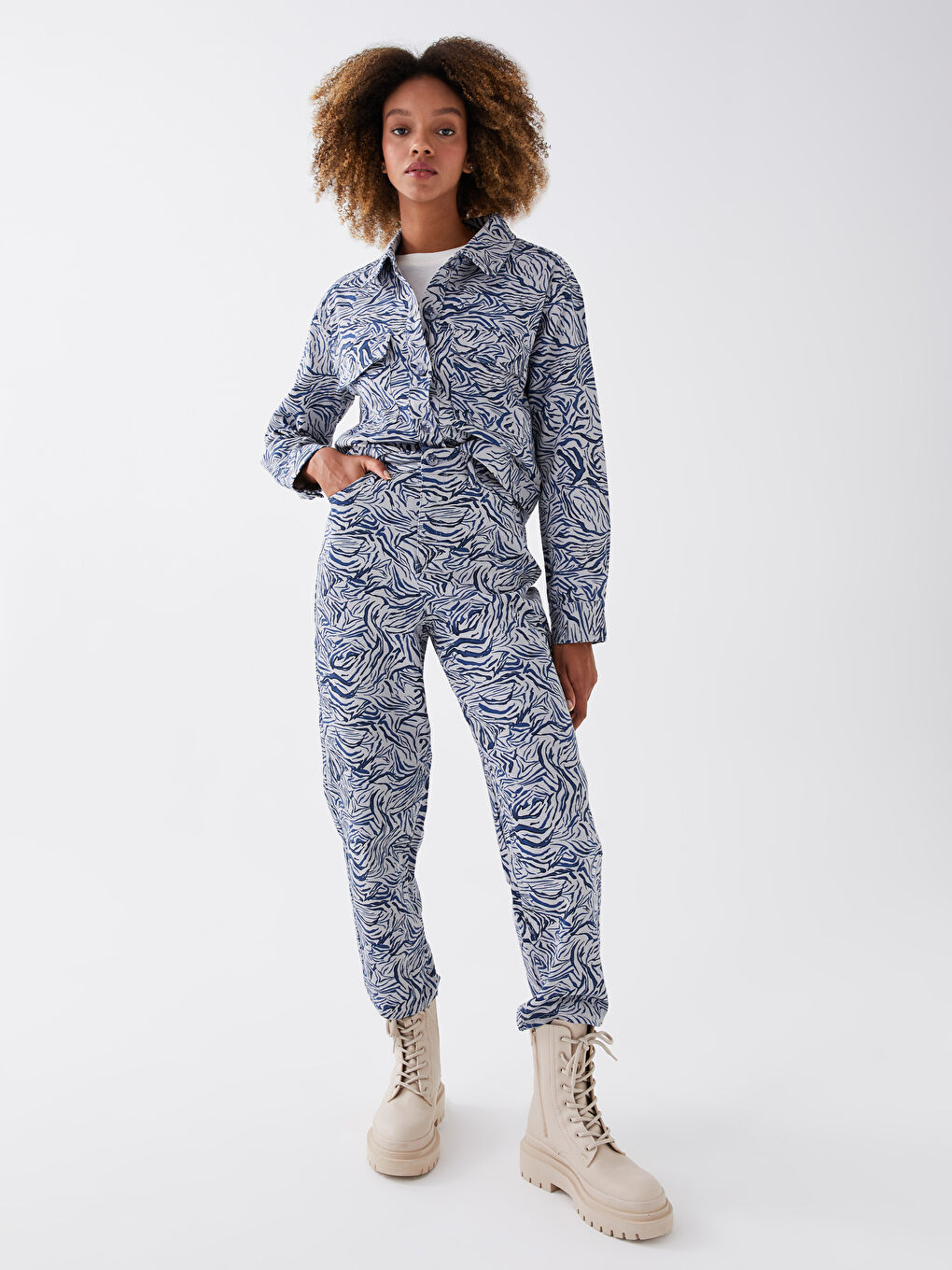 LCW Vision Standard Fit Patterned Women's Trousers -W2IQ58Z8-LQQ