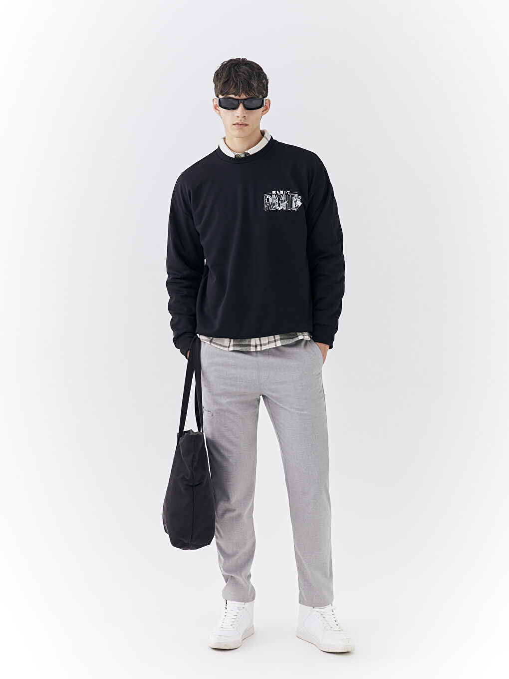 Siyah Bisiklet Yaka Uzun Kollu Nostaljik Maymun Baskılı Erkek Kalın Sweatshirt-6