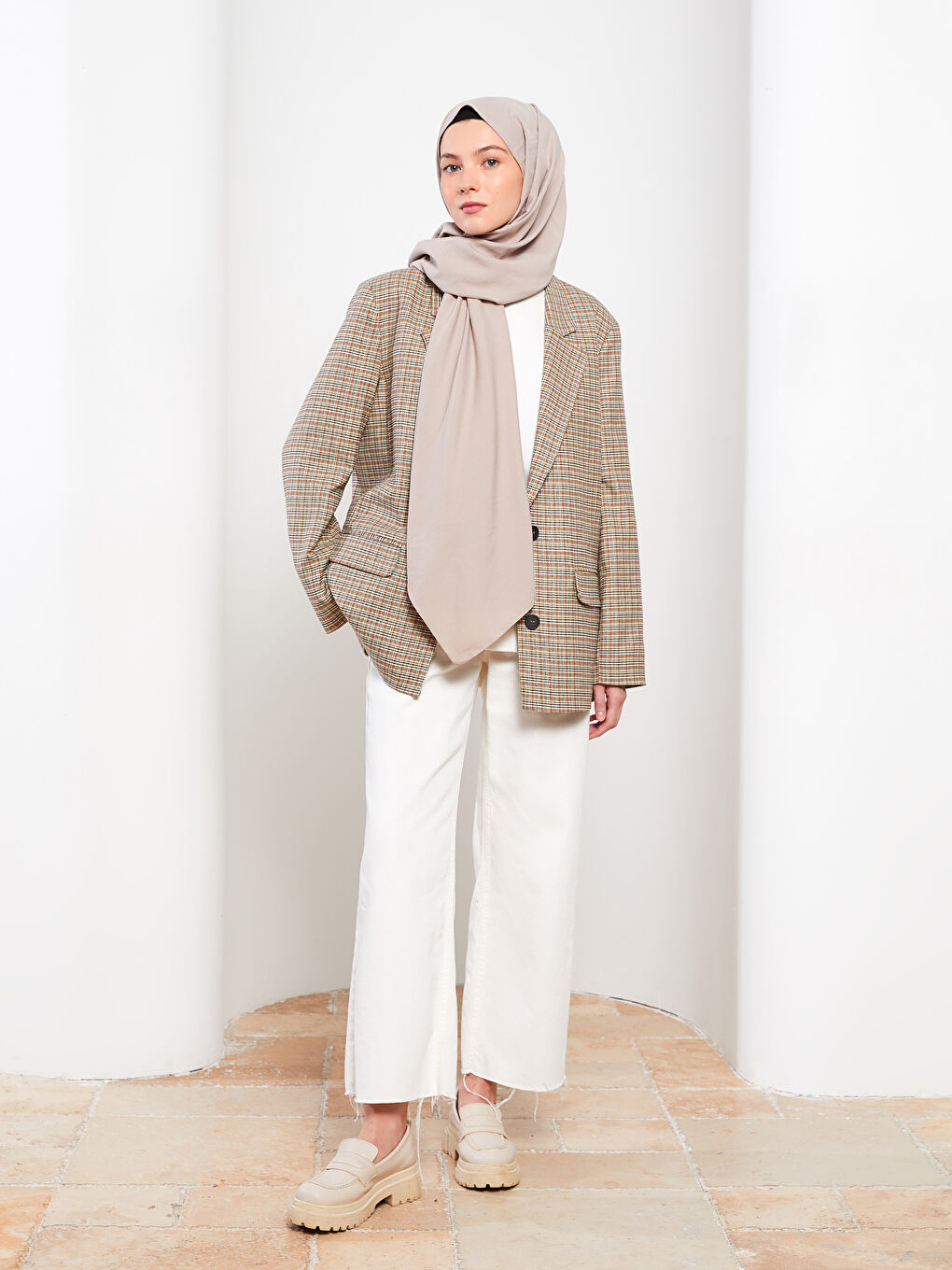 Bej Taş Rengi Şal-2